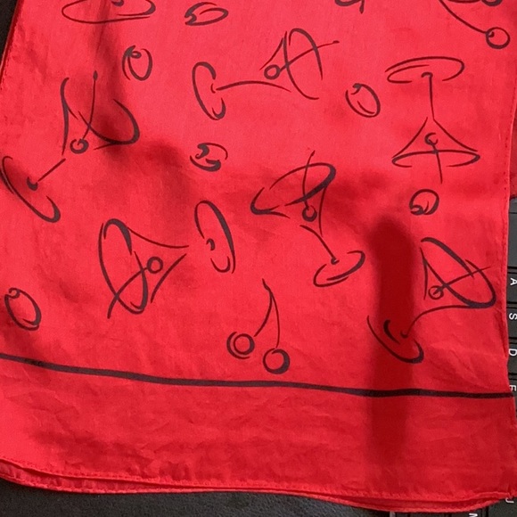 Vintage 80s ECHO Korea woman,s  Red/ black 100% Silk Scarf Size- 58X11” - Picture 3 of 6